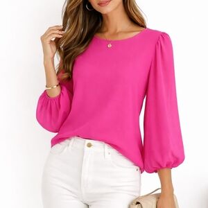 Vince Camuto Pink Blouse Sheer Sleeve Size S